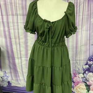Liberty Love Olive Green Mini Dress